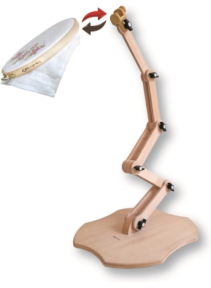 Nurge Adjustable Embroidery Floor Stand, Cross Stitch Hoop Stand, Embroidery Hoop Holder. Hand Polished Natural Wood (190-5 Embroidery Stand) - Image 1